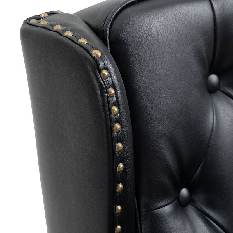 Transitional Wingback Accent Chair Armchair with Sturdy Wood Legs