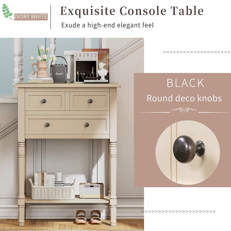 Modern Console Table with Three Storage Drawers