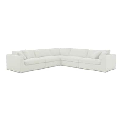 NADAAL STUDIOS Rio, 5-Piece Modular Sectional Sofa With Rubber Wood Base - 136.2"W x136.2"D x23.6"H