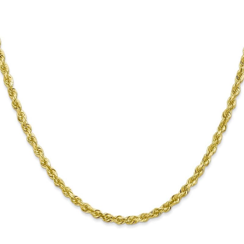 Curata 10k Yellow Gold Solid3.35mm Sparkle Cut Quadruple Rope Chain Bracelet