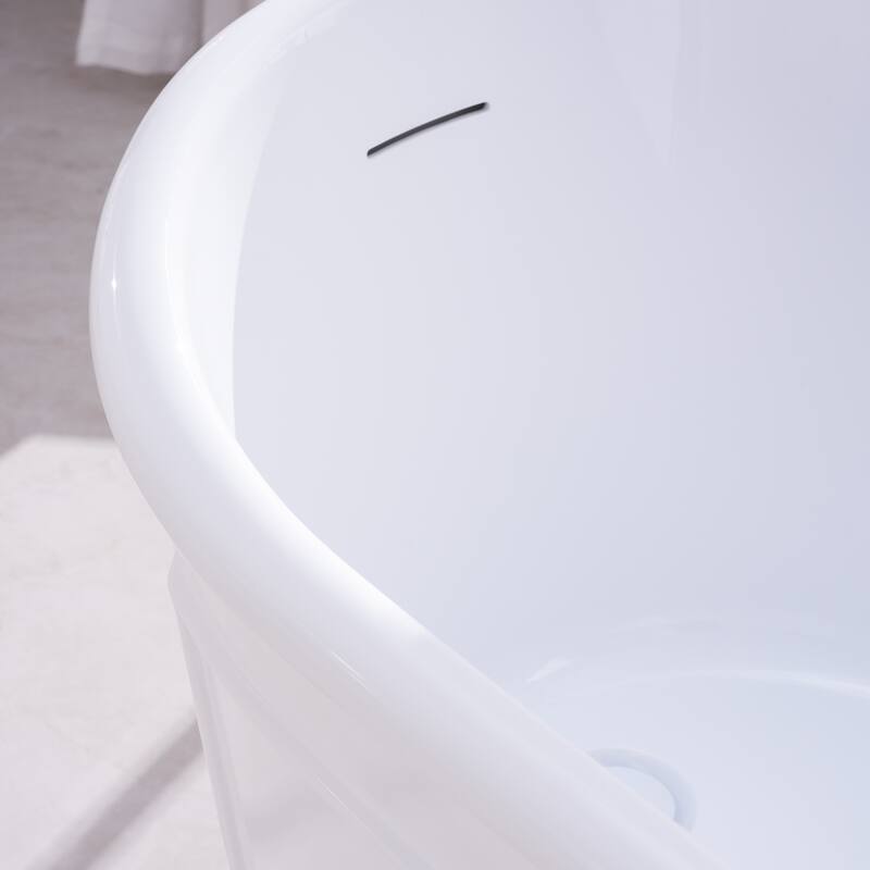66'' W,68 GALLONS Freestanding Acrylic Soaking Bathtub With Drain And Overflow Holes