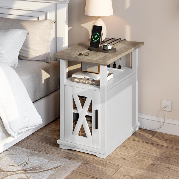 Farmhouse End Table with Charging Station On Sale Bed Bath & Beyond