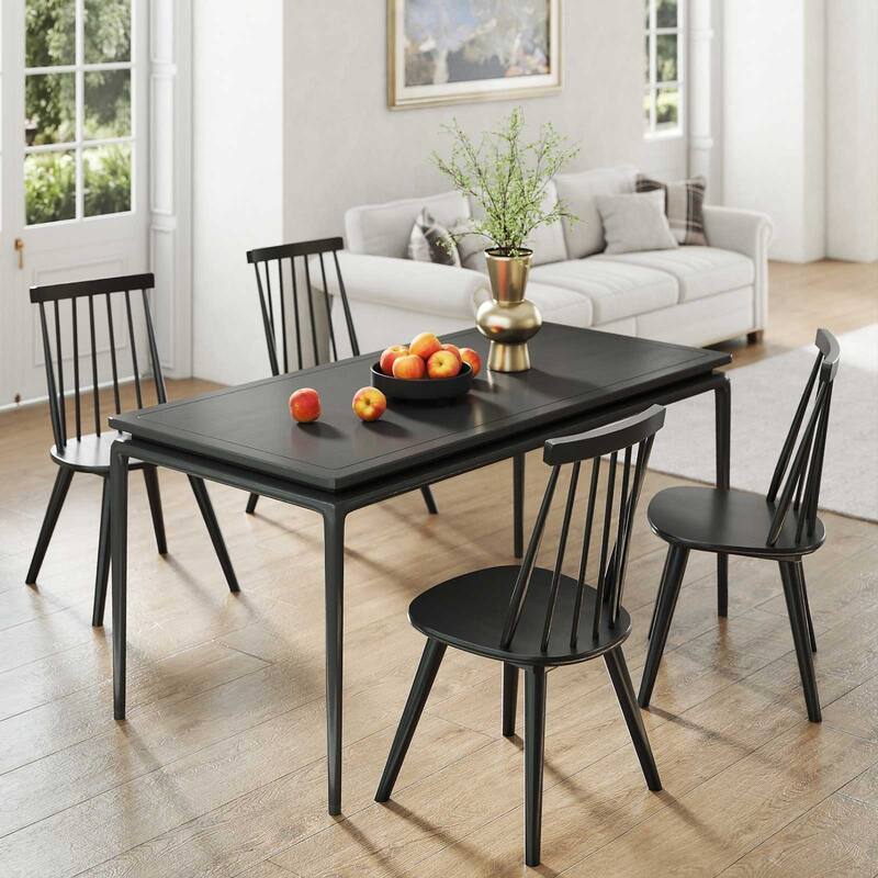 Gymax Windsor Dining Chairs Set of 2 w/Rubber Wood Frame High Spindle