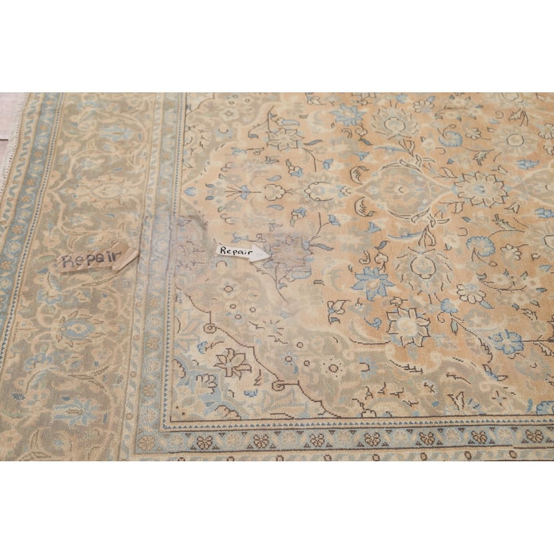 Mashad Persian Vintage Area Rug Hand-Knotted Wool Carpet - 6'6"x 9'10"