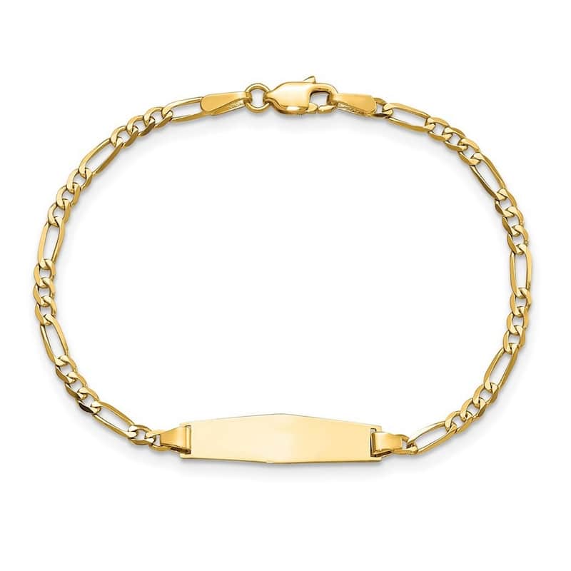 Curata 5.5mm 14k Baby Soft Diamond Shape ID Figaro Bracelet - 6 Inch