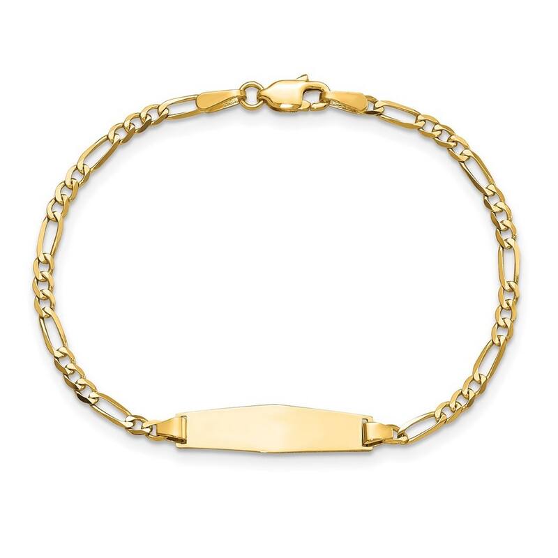 Curata 5.5mm 14k Engravable Figaro Soft Diamond Shape ID Bracelet