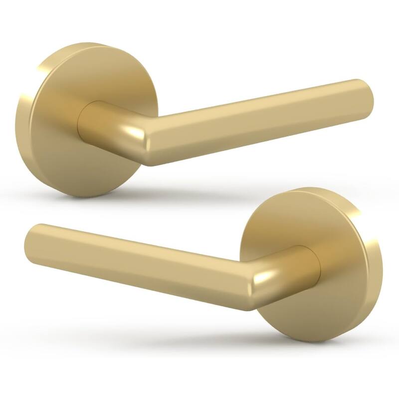 Mega Handles RONN Dummy Flat Door Lever, Non-Turning Reversible Door Handle for Closet, French, Pantry Doors, Easy Installation - Satin brass