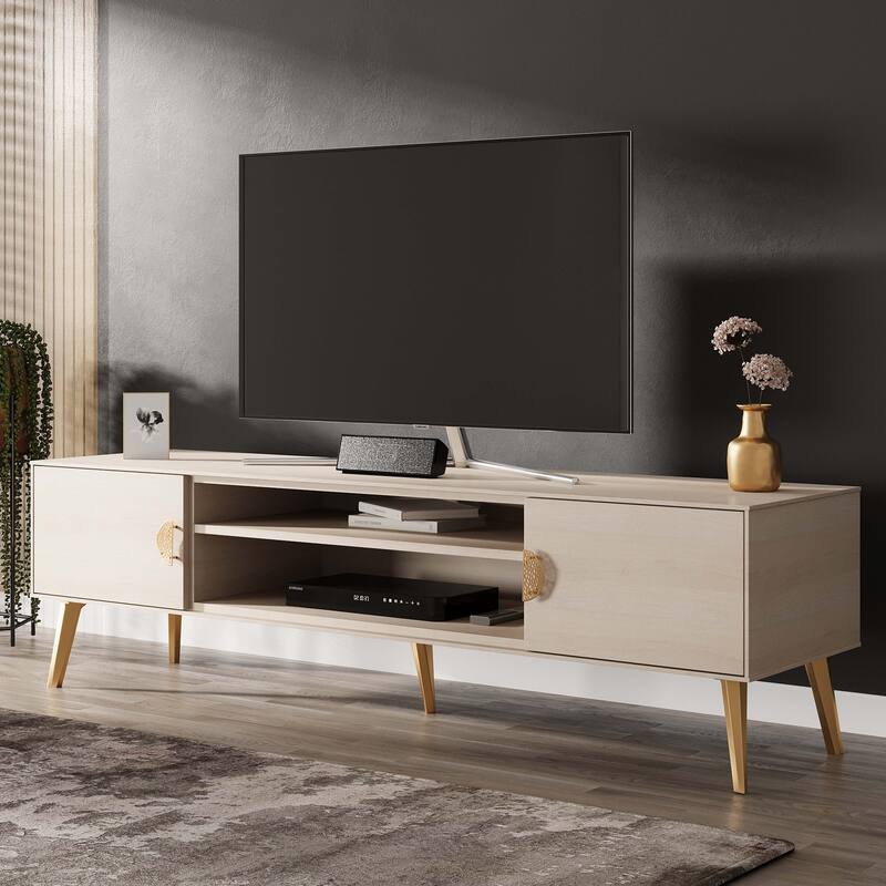 Manhattan Comfort Haley 70.9" Mid-Century Modern TV Stand - White