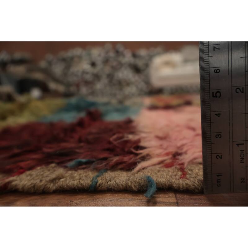 Hand Knotted Oriental 100% Wool Carpet Modern All-Over Multi-Colored Moroccan Area Rug - 9' 9'' X 8' 0''
