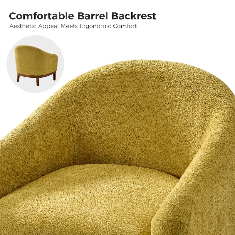 Augus Modern Boucle Barrel Armchair with Solid Wood Legs Set of 2 by HULALA HOME