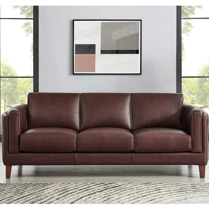Hydeline Maui Top Grain Leather Sofa and Chair Set With Feather, Memory Foam and Springs