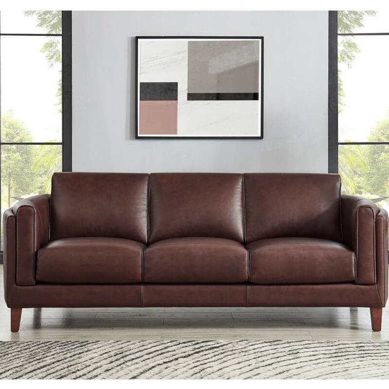 Hydeline Maui Top Grain Leather Sofa and Loveseat Set With Feather, Memory Foam and Springs