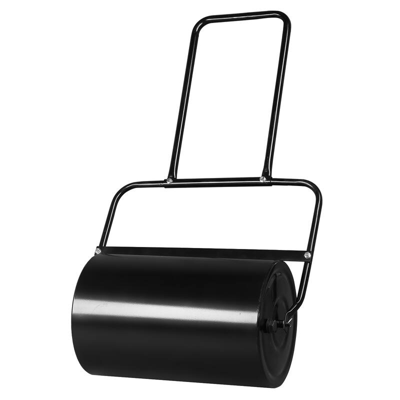 Black 10 Gallon Steel Lawn Roller with U-Handle for Even Grass and Sod Flattening - (19 x 12.6 x 43)" (L x D x H)