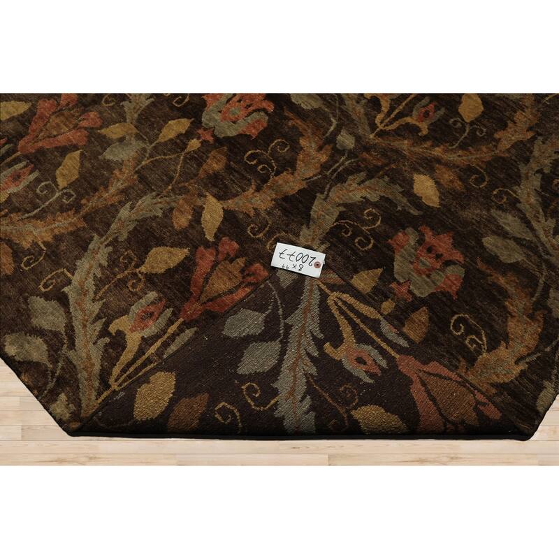 8x9'9'' Hand Knotted Wool Brown Traditional Kalaty Oushak Rug - 8' x 9' 9''