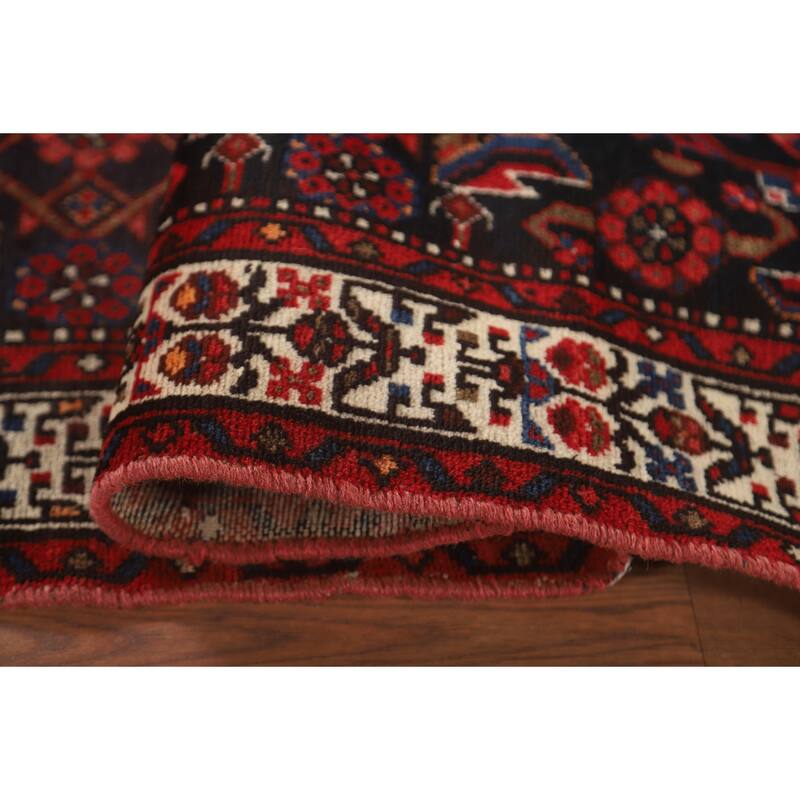 All-Over Hamedan Persian Vintage Runner Rug Hand-Knotted Wool Carpet - 3'8" x 10'2"
