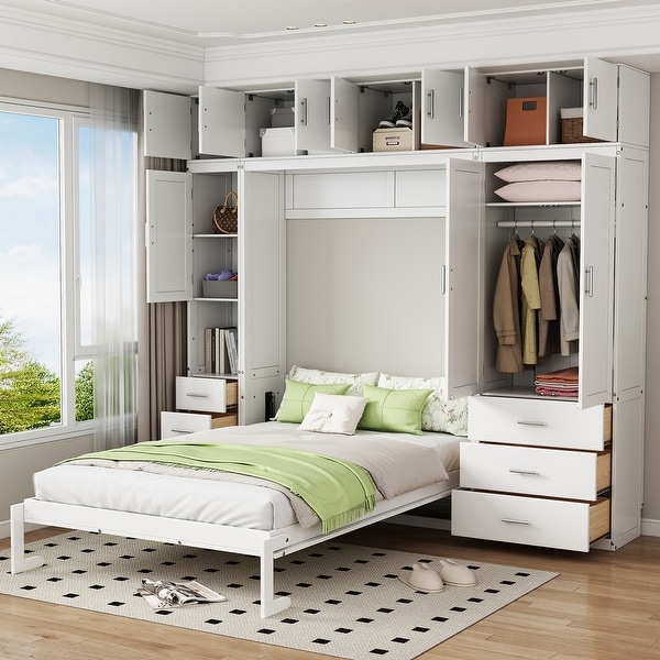 Wooden Murphy Bed with Lockers and Wardrobes Cabinet Beds Wall Bed