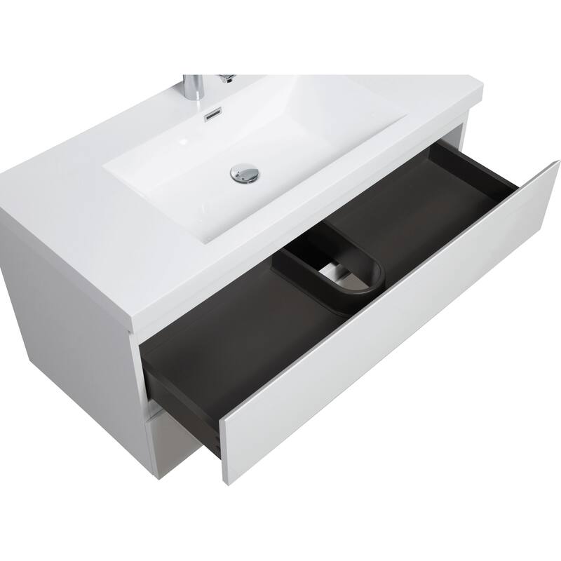 46" Modern Wall-Mounted Floating Bathroom Vanity with Sink, Drawers
