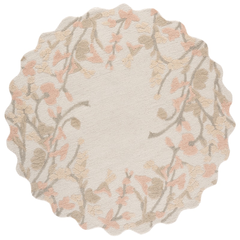 SAFAVIEH Handmade Jardin Chihara Wool Rug - 6' Round - Beige/Rust