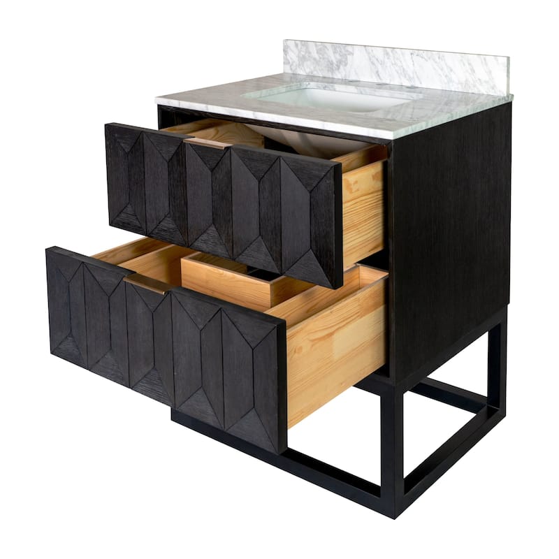 KitchenBathCollection Henley 30" Bathroom Vanity with Carrara Marble Top