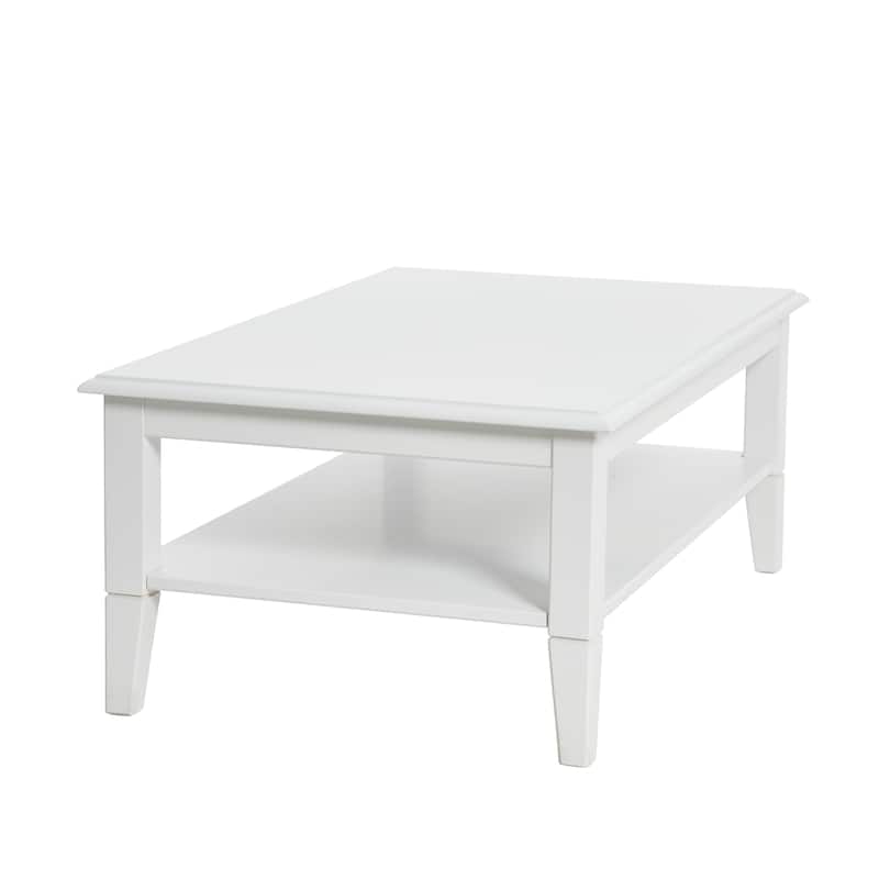 Coffee Table with Storage Shelf and Solid Wood Legs