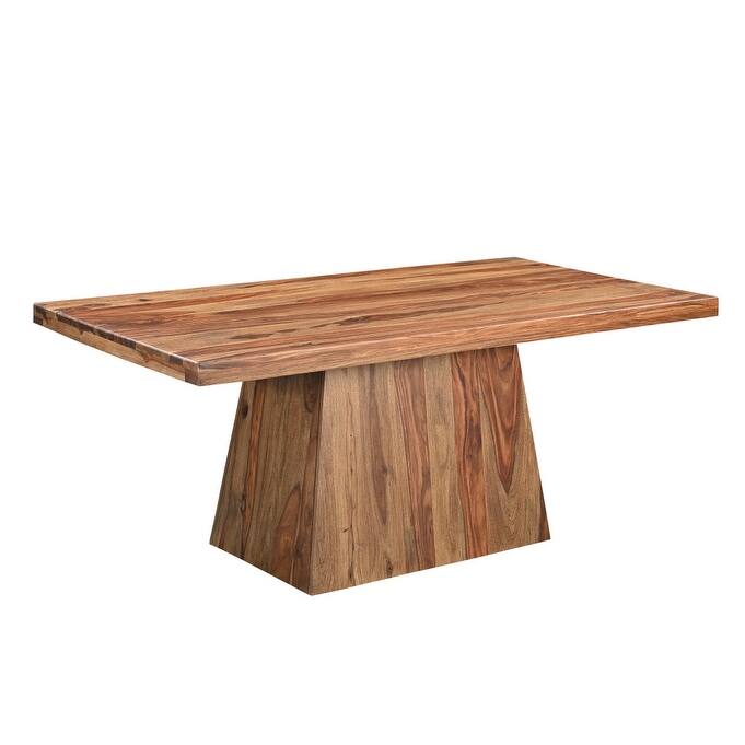 HomeRoots 75" Brown Wood Pedestal Base Dining Table - 75.00 in. x 30.00 in. x 38.00 in.