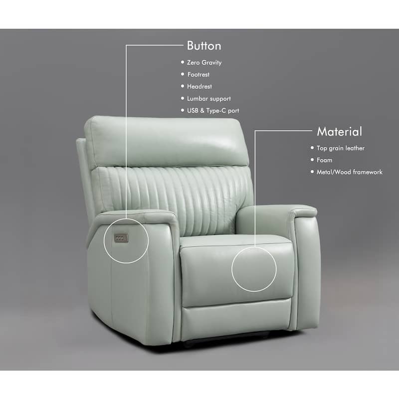 122''W 4-Seat Premium Genuine Leather triple-Power Sofa set with Zero Gravity, Adjustable Headrest & Lumbar Support