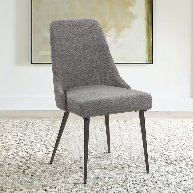 Gray/Gray Fabric Upholstered Metal Frame Dining Chair, Set of 2, Sturdy Dining Chair for Dining Rooms - 21.75