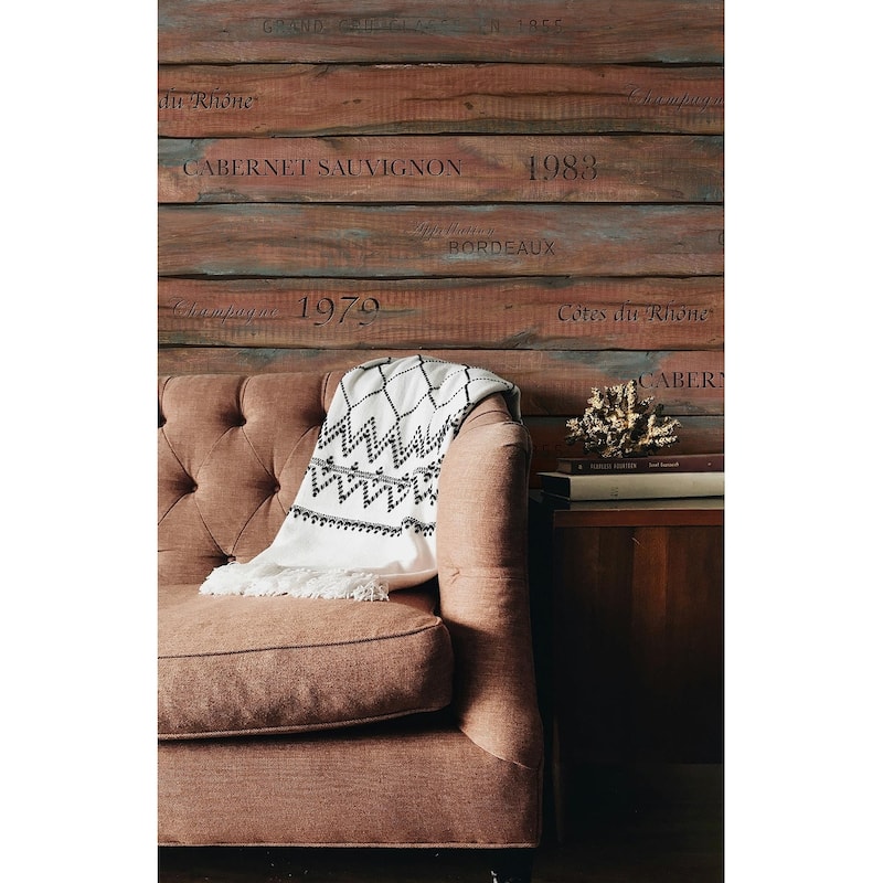 Seabrook Designs Preston Faux Wine Crate Unpasted Wallpaper