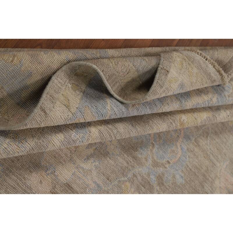 Vegetable Dye Oushak Turkish Rug Handmade Transitional Wool Carpet - 7'11"x 9'10"