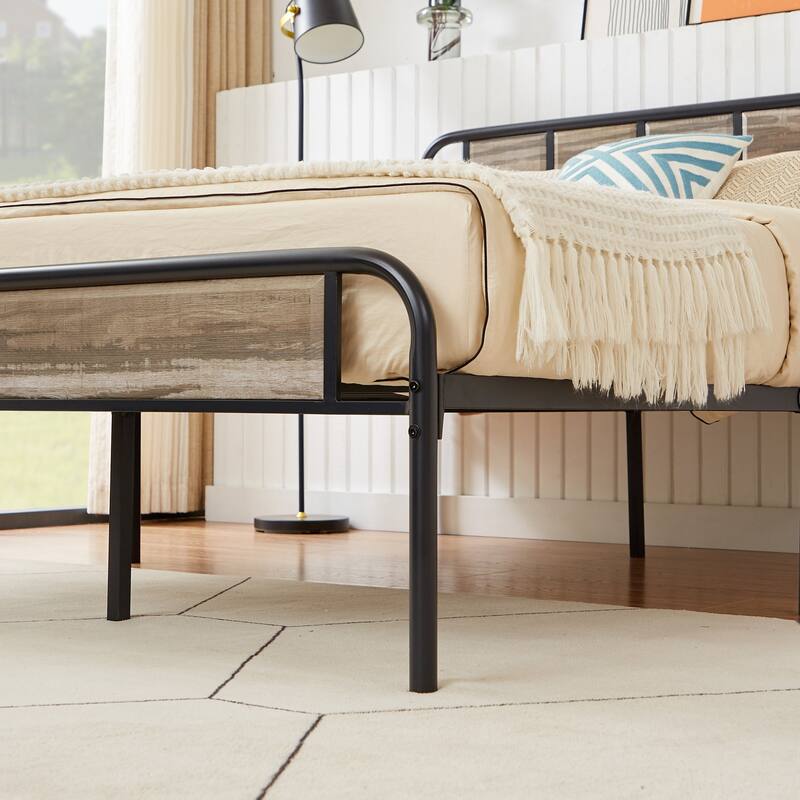 VECELO Platform Bed Frame with Wood Headboard,Twin/Full/Queen Size Bed