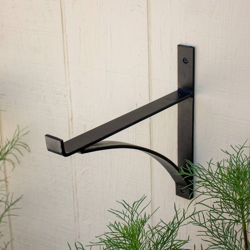 Achla Designs Rookwood Brackets for Shelf Mantle Flower Box, Set of 2, 12.5 Inch Wide, Black Powder Coat Finish