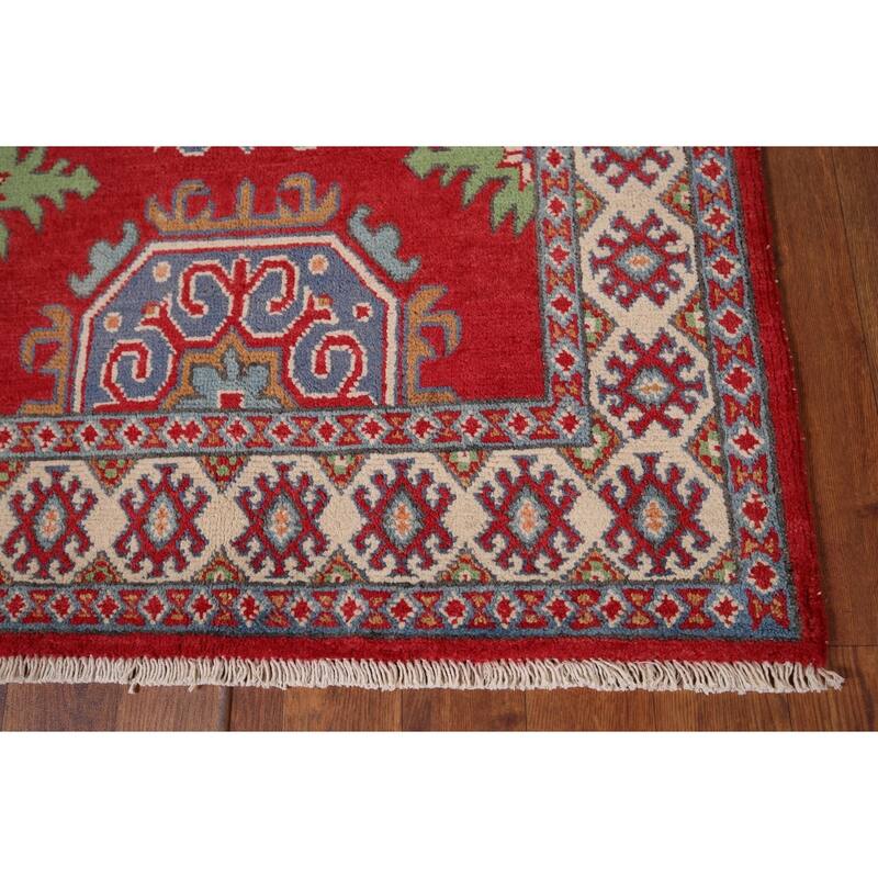 Red Kazak Accent Rug Handmade Traditional Wool Carpet - 2'7" x 4'0"