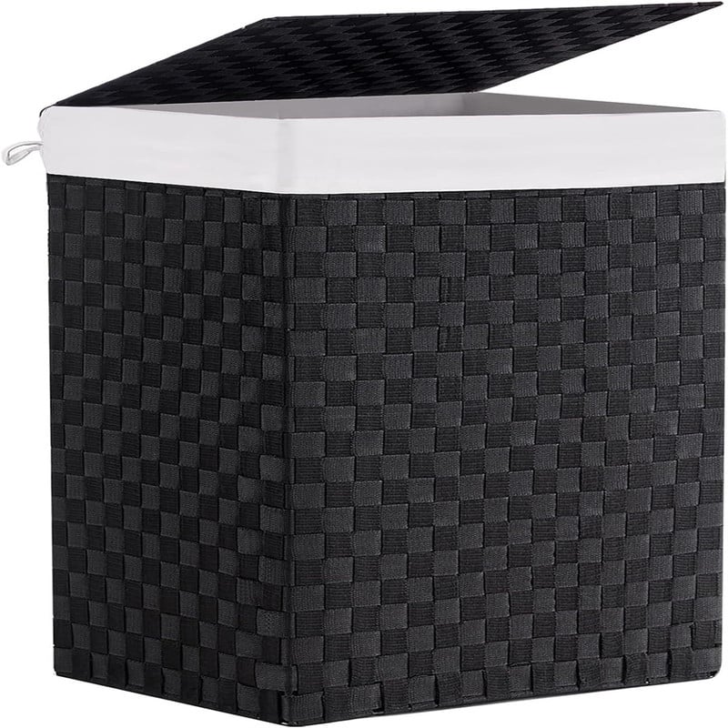 Laundry Hamper Basket with Lid - 18.11"L x 12.99"W x 23.62"H - black