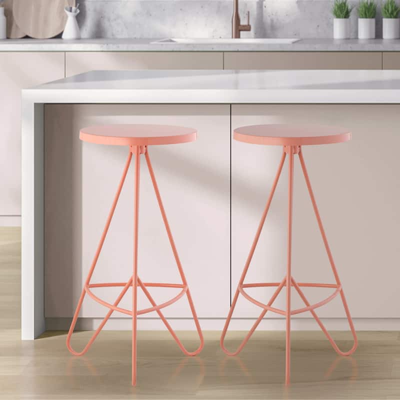 Chronos 30" Modern Industiral Iron Tripod Backless Bar Stool, by JONATHAN Y