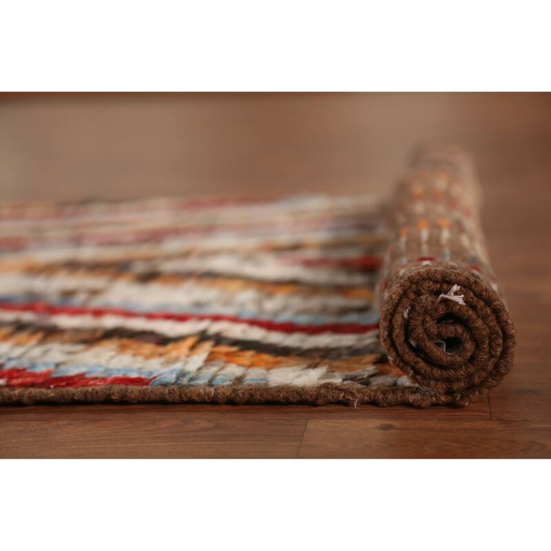 Chevron Style Moroccan Oriental Runner Rug Handmade Wool Carpet - 2'11" x 9'6"
