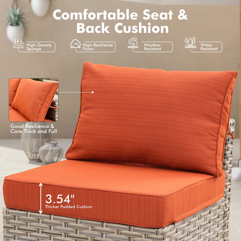 OVIOS 5 Pieces Outdoor Wicker Furniture Set With Solar-Powered Coffee Table