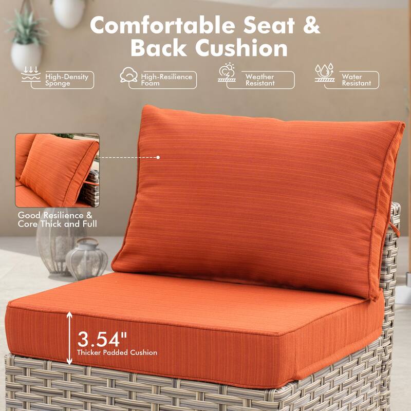 OVIOS 7 Pieces Outdoor Wicker Furniture Set With Solar-Powered Coffee Table&Fire Pit