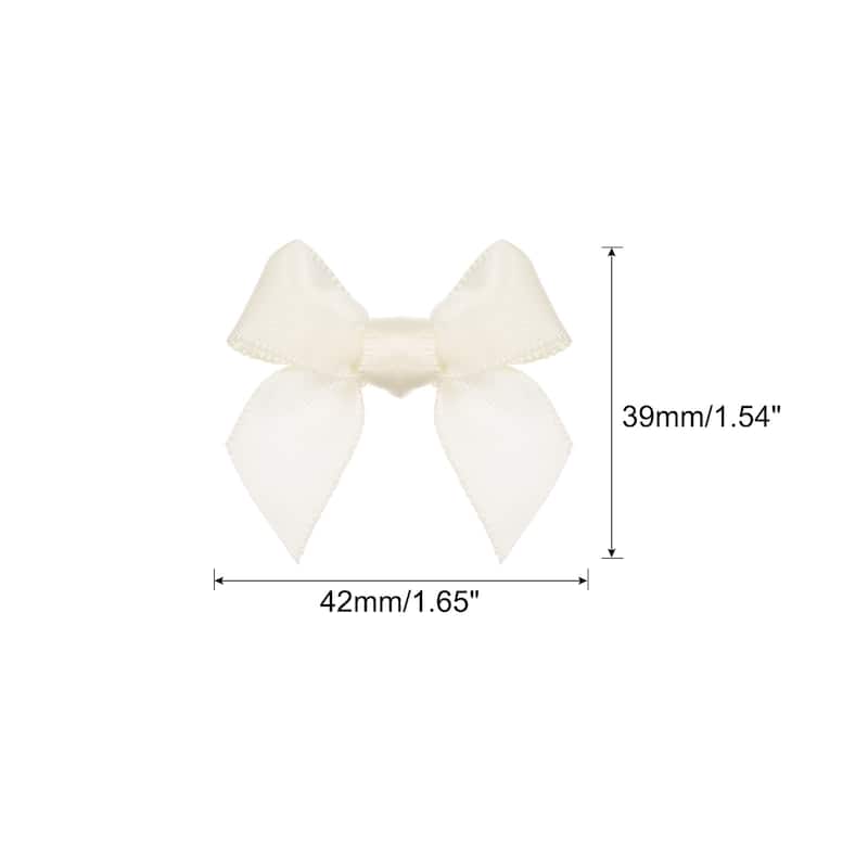 100Pcs Mini Ribbon Bow Mini Fabric Satin Ribbon Flower Bows - Beige