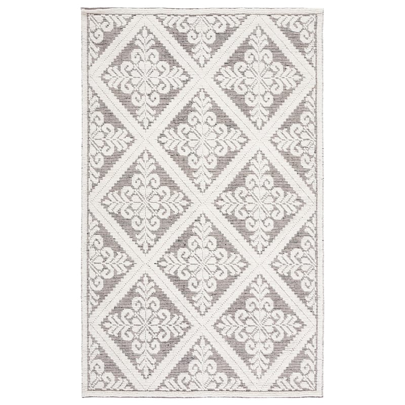 SAFAVIEH Handmade Vermont Davina Wool Rug - 6' Square - Ivory/Brown