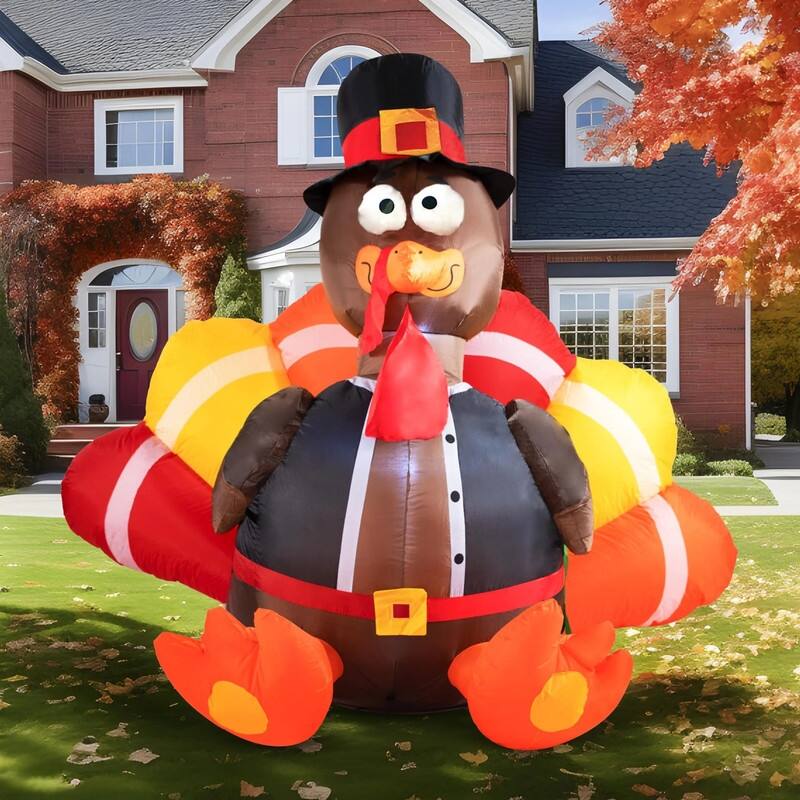 6 ft. Tall Black, Brown, Yellow & Red Plastic Gobbles the Turkey Inflatable