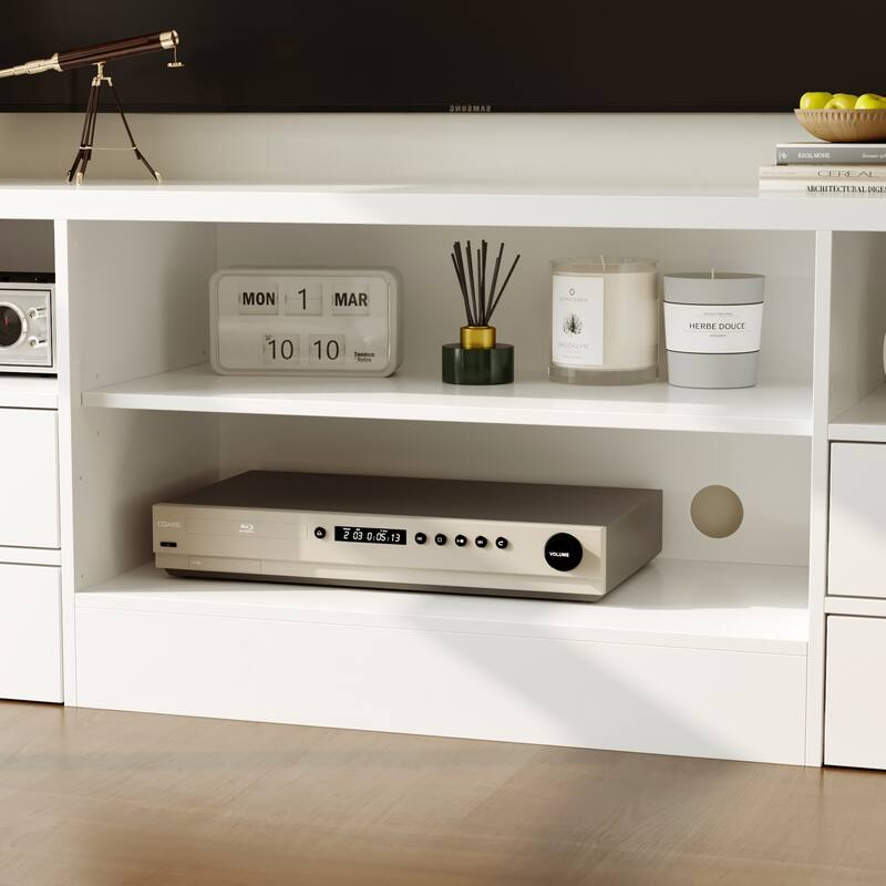 Wall Entertainment Center with Storage Cabinets, TV Stand & Optional 30" Electric Fireplace