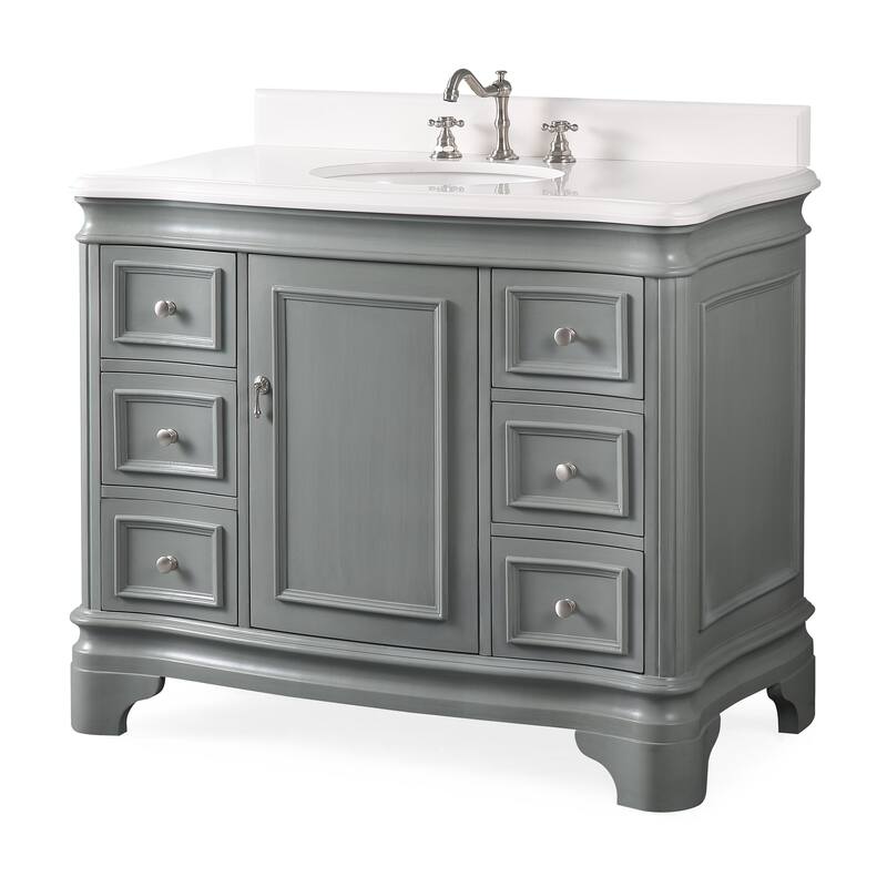 42" Benton Collection Modern Style Sesto Grey Bathroom Vanity