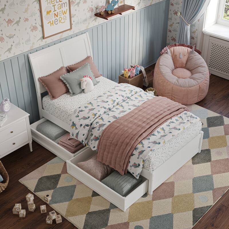 Andorra Platform Bed with Panel Footboard and Storage Drawers