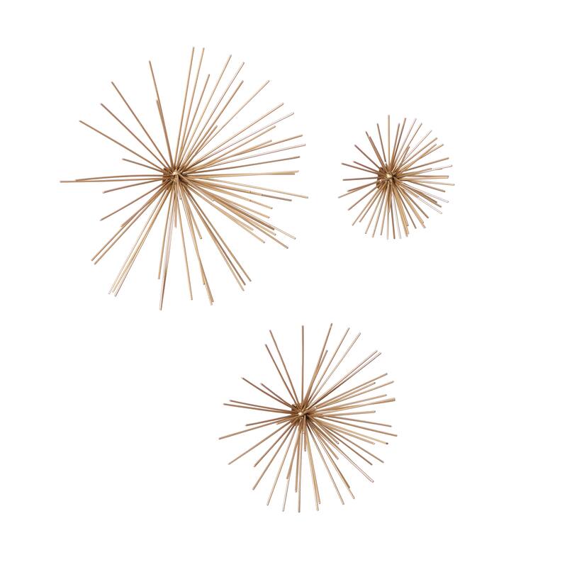 CosmoLiving by Cosmopolitan Metal 3D Starburst Wall Decor (Set of 3) - Silver, Gold, Black, Copper