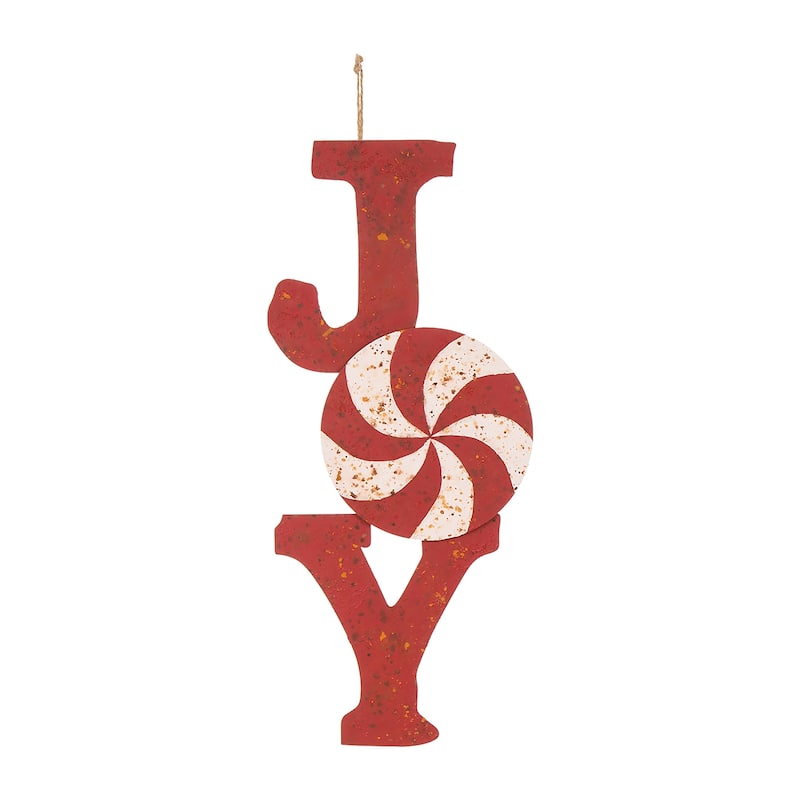 Glitzhome 36"H Christmas Rusty Metal JOY & NOEL Sign Yard Stakes Garden Decor (Two Functions)