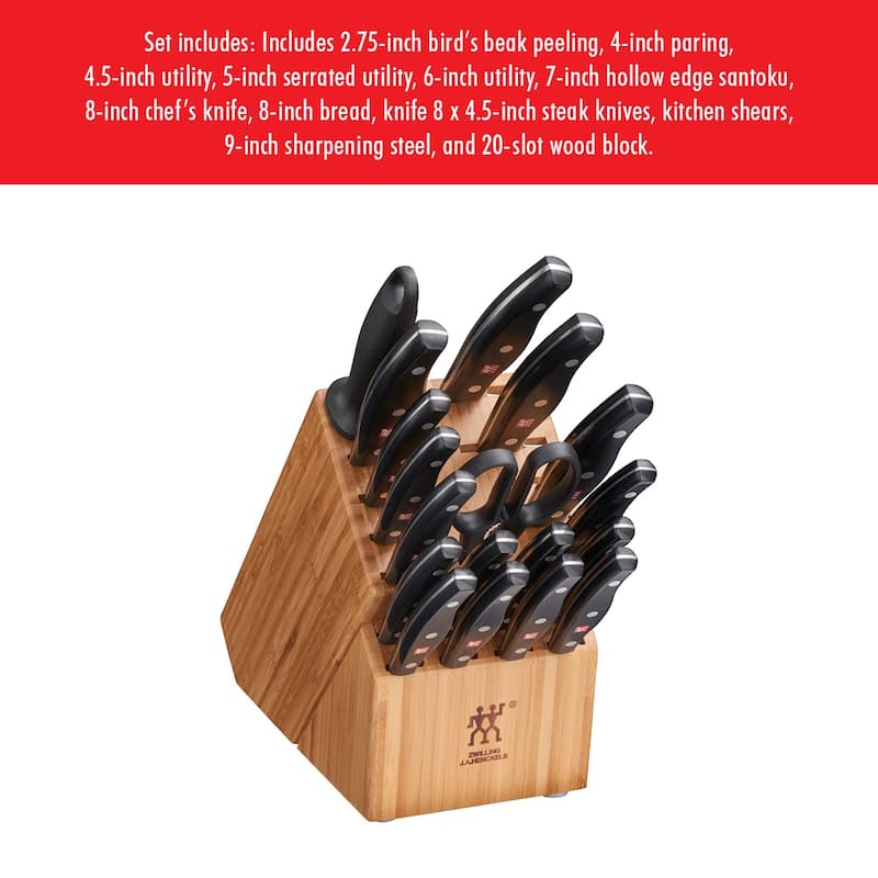 ZWILLING Twin Signature 19-pc German Knife block set, Made in Company-Owned German Factory, Special Formula Steel - Black