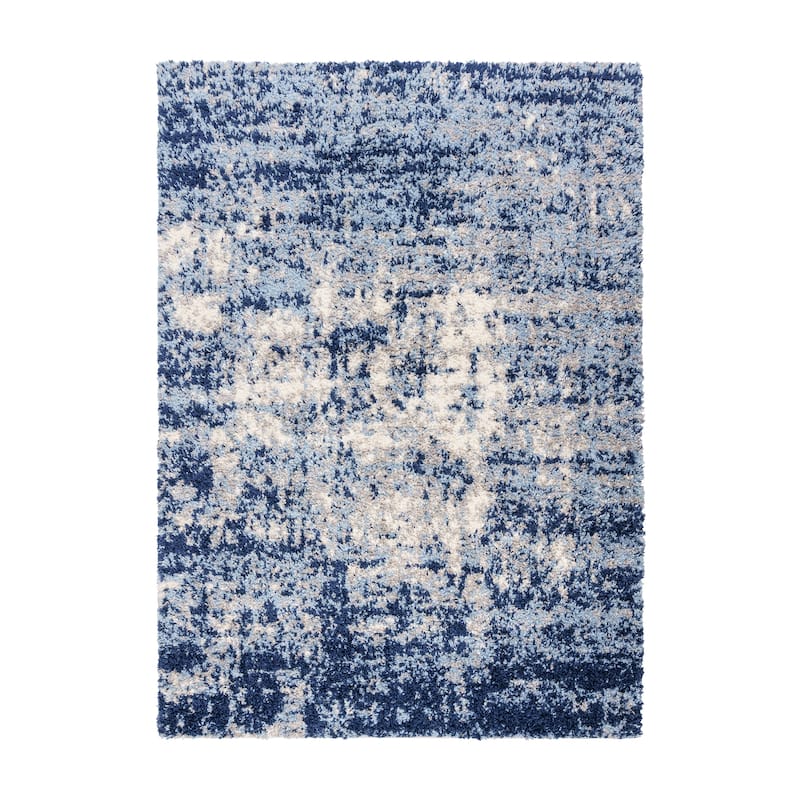Gertmenian Thayer Halsbury Modern Abstract Navy Shag Area Rug