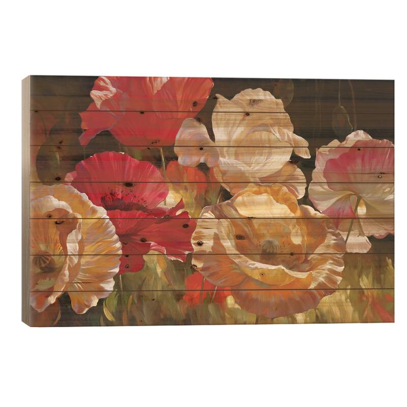 Poppy Celebration Print On Wood by Emma Styles - Multi-Color - 18x26x1.5
