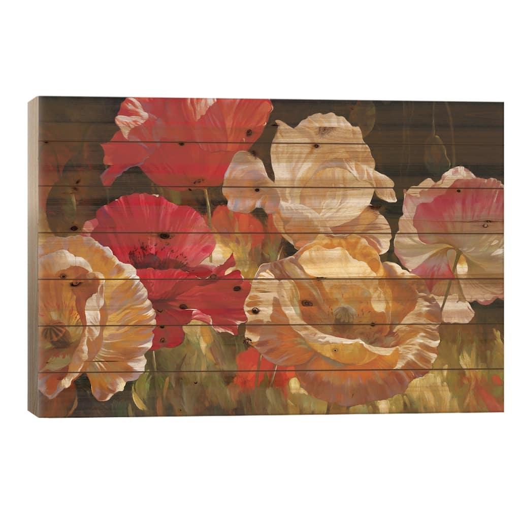 Poppy Celebration Print On Wood by Emma Styles - Multi-Color
