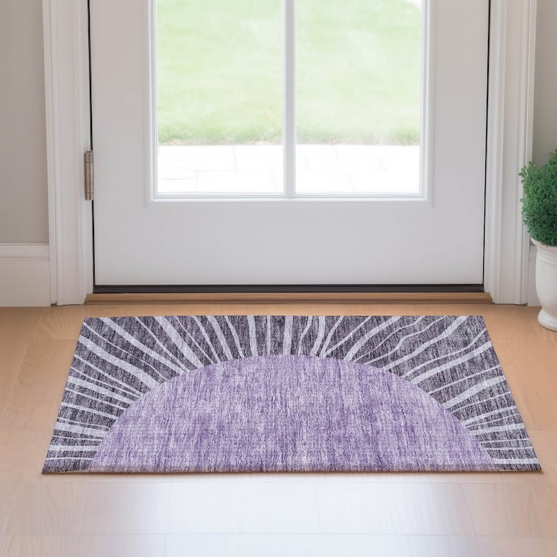 Premium Washable Super Soft Contemporary Rays Mayfield Rug - Purple - 1' 8" x 2' 6" - Rectangle
